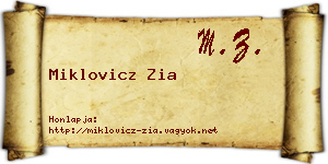 Miklovicz Zia névjegykártya